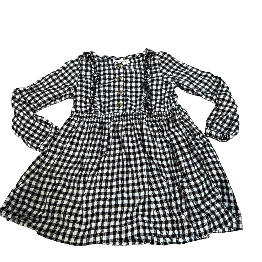 🍭6/$30 Cat & Jack Checkered Plaid and Gold Tinsel Long Sleeve Tunic Dress - 3T